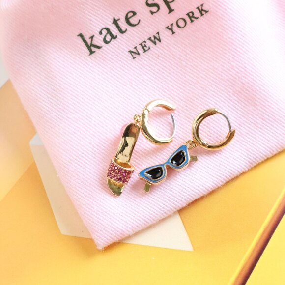 🌟Kate Spade🌟 Sweet Treasures Sunglasses & Sandals Earrings Gold - Picture 2 of 2